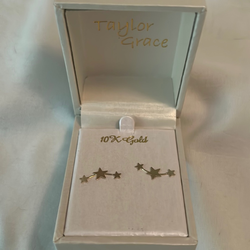 NIB Taylor Grace 10K Gold Star Earrings